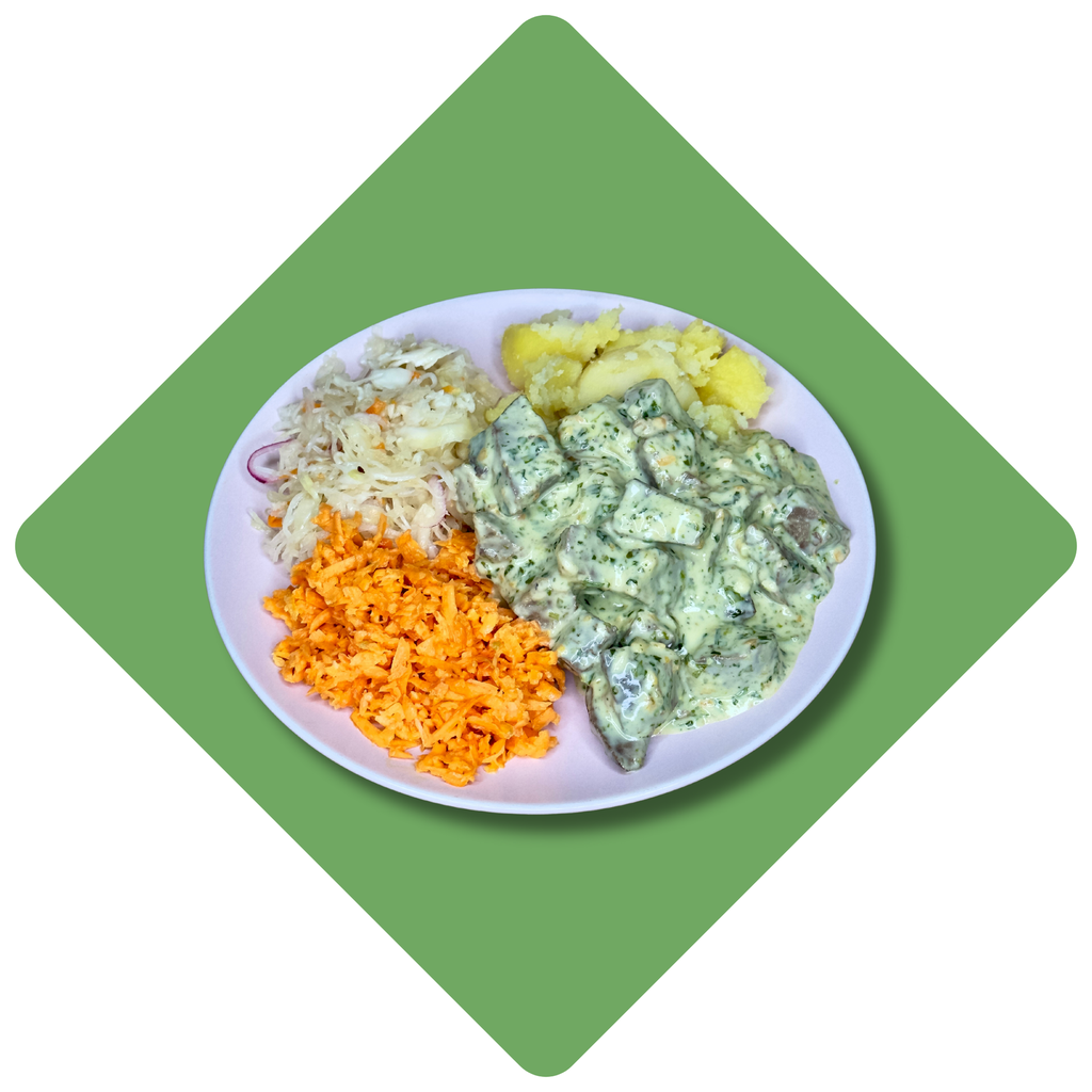 Troškintos jautienos širdutės tradiciniame padaže su špinatais