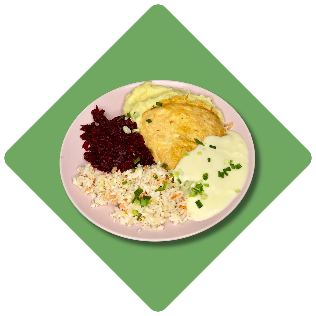 Keptas vištienos karbonadas su sūrio padažu