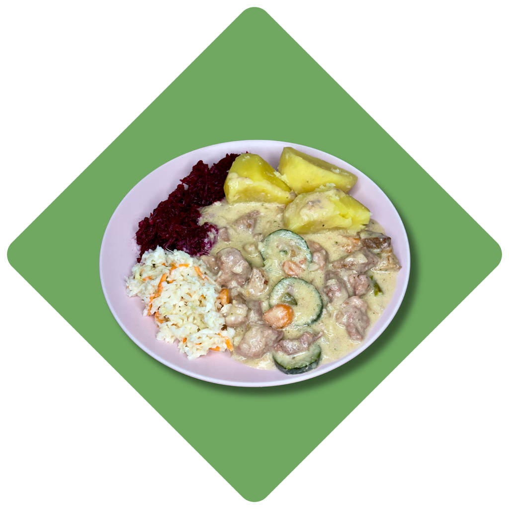 Kiaulienos troškinys su cukinijomis ir morkomis