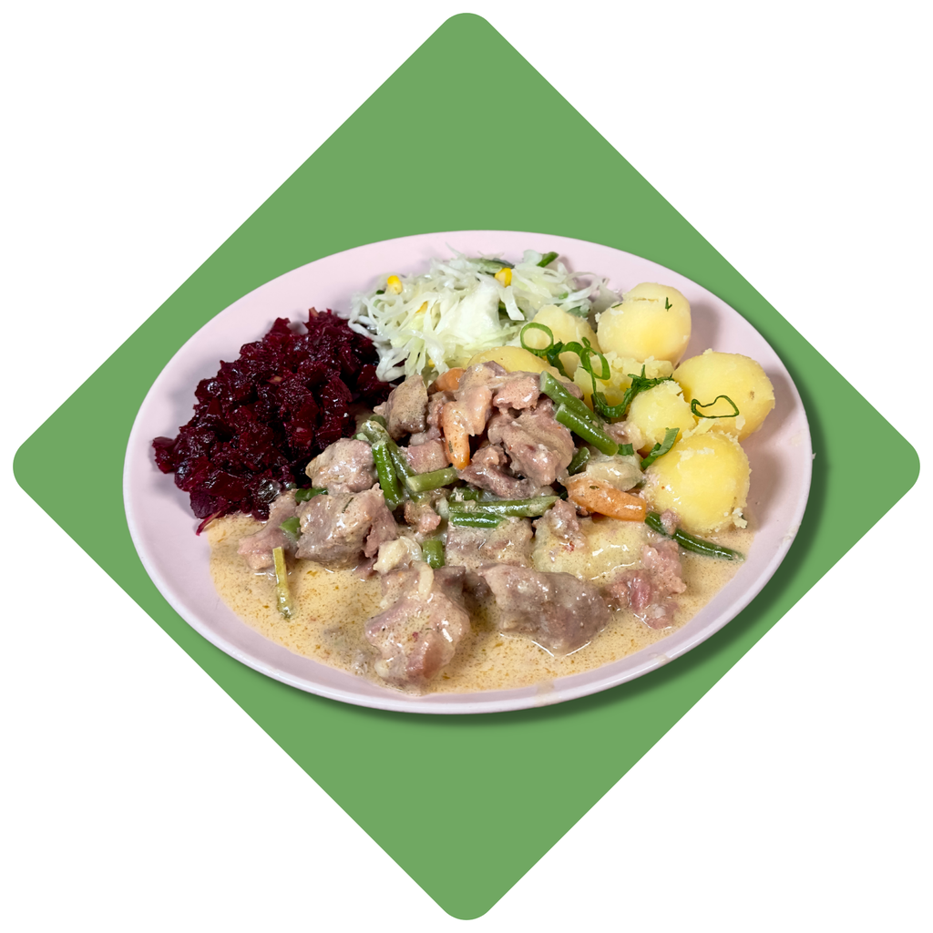 Kiaulienos troškinys su šparaginėmis pupelėmis