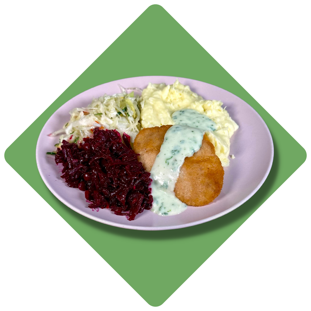 Maltas vištienos pjausnys su špinatų padažu