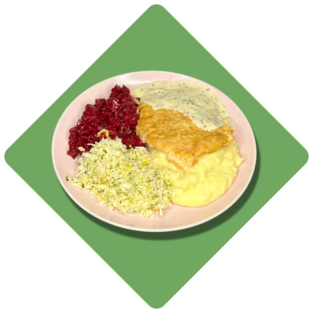 Vištienos karbonadas su grūdėtų garstyčių padažu