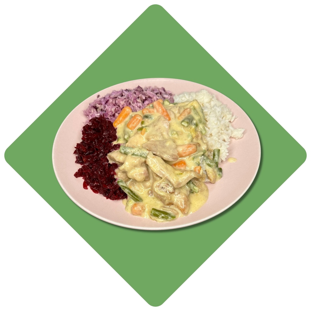 Vištienos troškinys su šparaginėmis pupelėmis