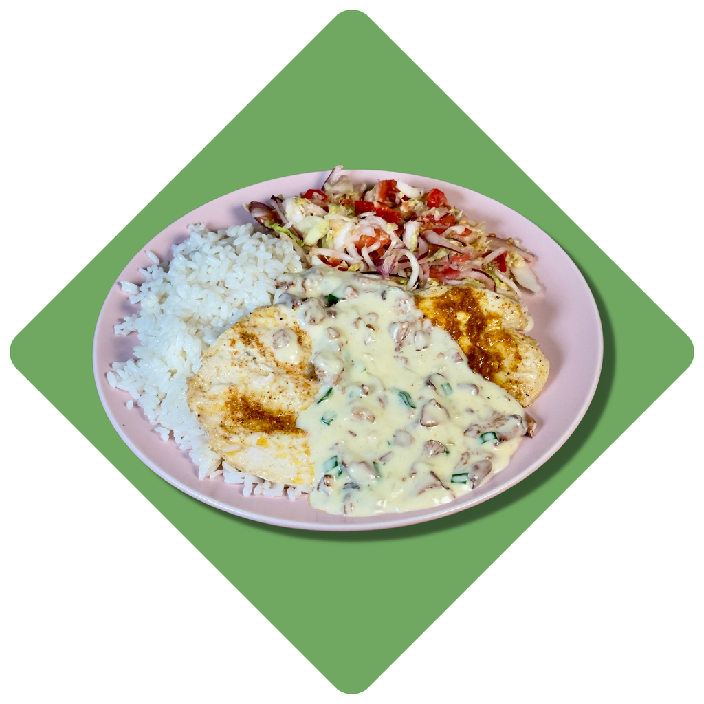 Vištienos kepsnys su voveraičių padažu