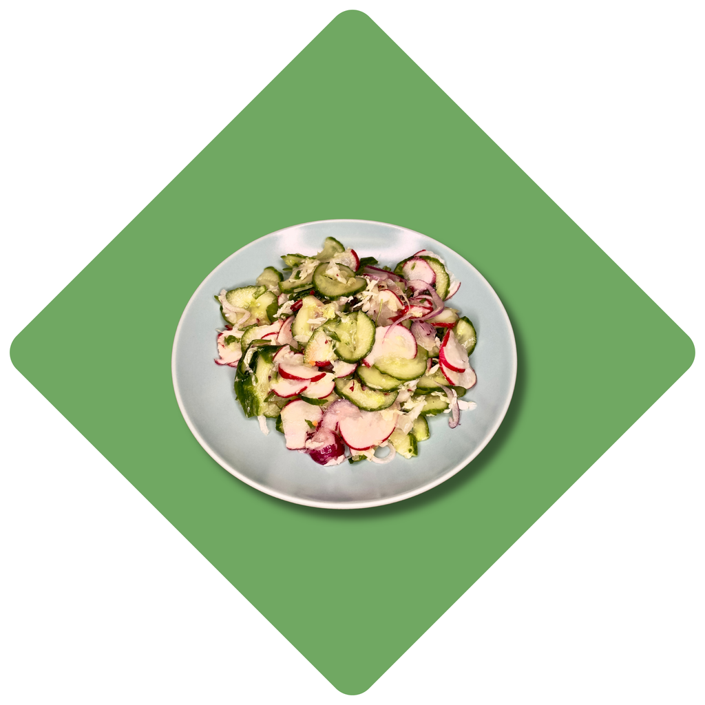 Šviežių agurkų salotos su ridikėliais (200 g)