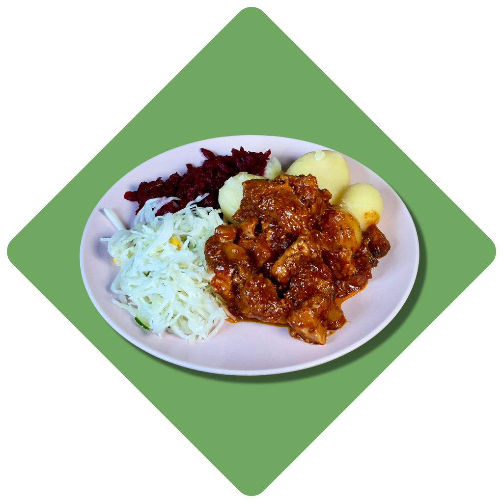 Aštri kiaulienos šoninė su pomidorų padažu