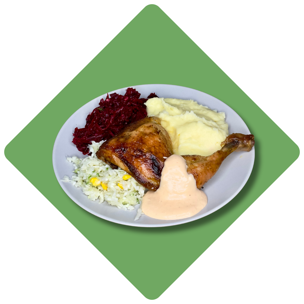 Keptas vištienos ketvirtis su pikantišku padažu