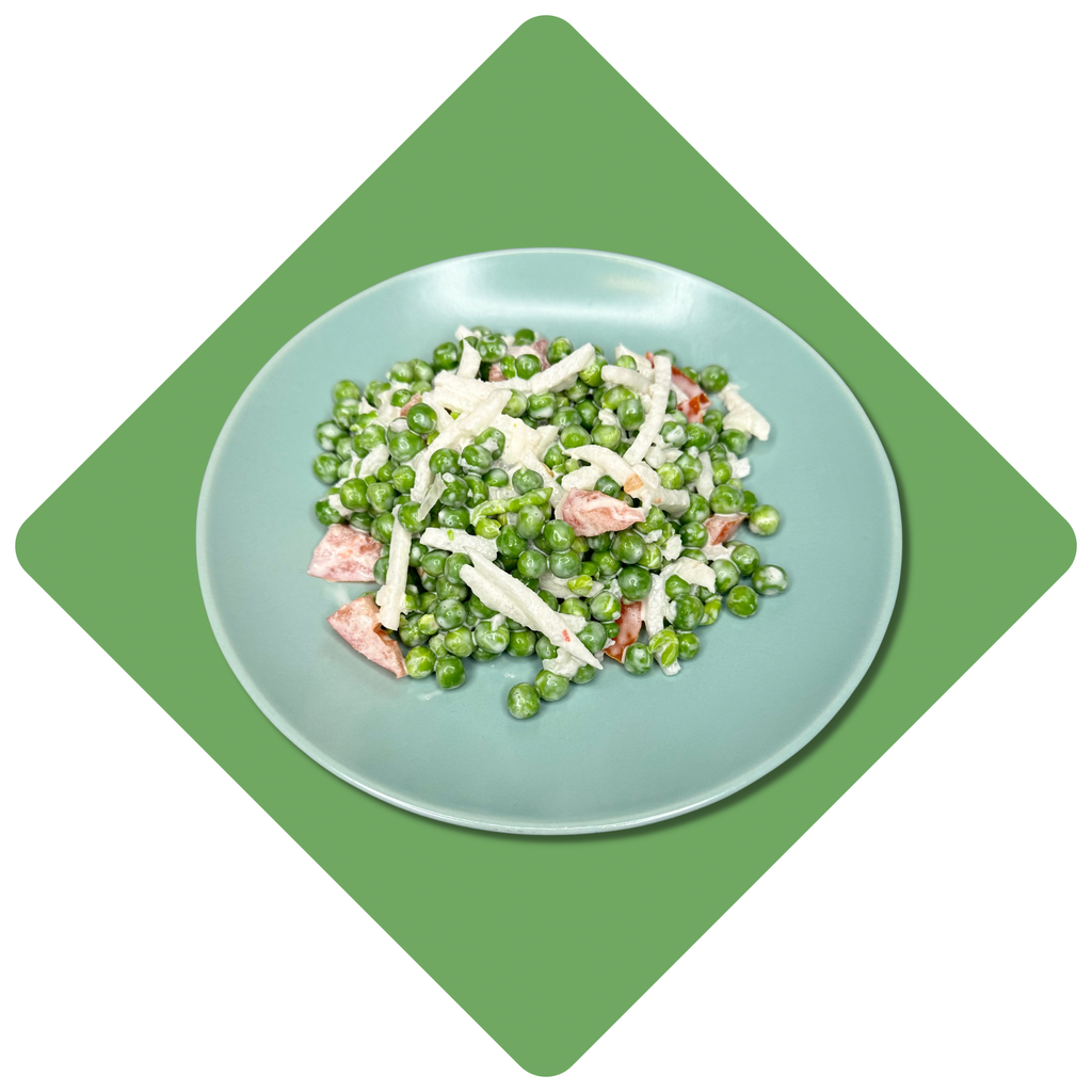 Žirnelių salotos su baltu ridikėliu ir pomidorais (200g)