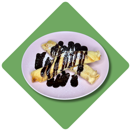 Lietiniai blyneliai su bananais ir šokoladu (N)